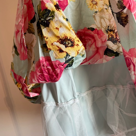 White Top with Flowered Bottom Dress - Picture 4 of 4